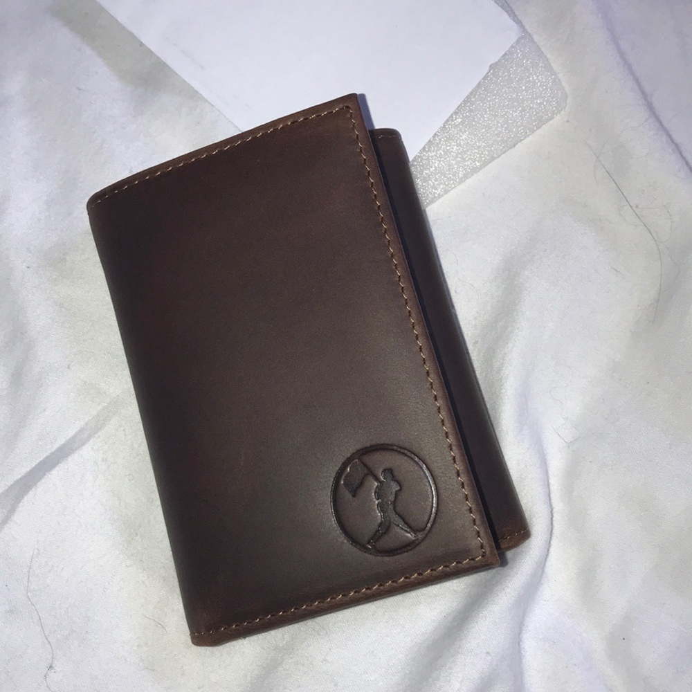 Baseballism Trifold Glove Leather Wallet - Oak